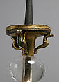 Pricket Candlestick with Fantastic Creatures, Gilt copper alloy, rock crystal, South Netherlandish