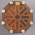 Octagonal Box, Elephant ivory or bone, various woods, polychromy, gilt-copper alloy mounts, Spanish