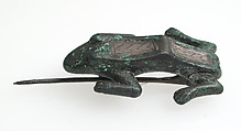 Animal-Shaped Brooch, Bronze with silver inlay, Late Roman