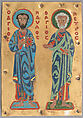 Plaque with Saints Paul and Peter, Cloisonné enamel, gold, Byzantine
