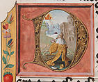 Initial D with King David, from a Cistercian Gradual, Tempera, ink, and metal leaf on parchment, Netherlandish
