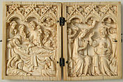 Diptych with Death and Coronation of the Virgin, Elephant ivory with metal mounts, French