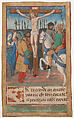 Manuscript Leaf with the Crucifixion, from a Book of Hours, Tempera, ink, and shell gold on parchment, French