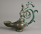 Standing Lamp with Running Dogs, Copper alloy, cast, Byzantine