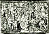 Coronation of the Virgin and related subjects, Wool warp; wool and silk wefts, South Netherlandish