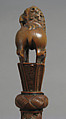 Head of Staff, Wood, stain, glass cabochon, metal wire, copper alloy settings, Italian