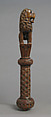 Head of Staff, Wood, stain, glass cabochon, metal wire, copper alloy settings, Italian