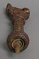 Head of Staff, Wood, stain, glass cabochon, metal wire, copper alloy settings, Italian