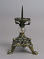 Pricket Candlestick, Gilt copper alloy, rock crystal, German