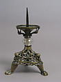 Pricket Candlestick, Gilt copper alloy, rock crystal, German
