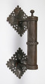 Door handle and two Escutcheon plates, Iron, German
