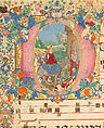 Manuscript Leaf with Entry into Jerusalem on Palm Sunday in an Initial D, from a Gradual, Bartolomeo di Domenico di Guido (Italian, 1430–1521), Tempera, ink, and gold on parchment, Italian