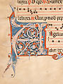 Manuscript Leaf with Foliated Initial A, from an Antiphonary, Tempera, ink, and silver on parchment, Italian