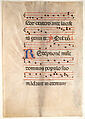 Manuscript Leaf with the Trinity in an Initial T, from an Antiphonary, Master of the Riccardiana Lactantius, Tempera, ink, and gold on parchment, Italian