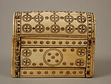 Container for Holy Oils, Bone, with paint and metal pins, Frankish