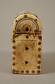 Container for Holy Oils, Bone, with paint and metal pins, Frankish