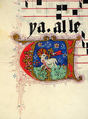 Manuscript Leaf with Initial V, from a Gradual, Tempera, ink, and metal leaf on parchment, German