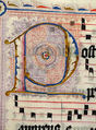 Manuscript Leaf with Initial P, from an Antiphonary, Tempera, ink, and metal leaf on parchment, German