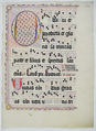 Manuscript Leaf with Initial O, from an Antiphonary, Tempera, ink, and metal leaf on parchment, German