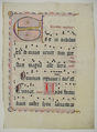 Manuscript Leaf with Initial E, from an Antiphonary, Tempera, ink, and metal leaf on parchment, German