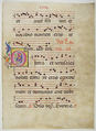 Manuscript Leaf with Initial O, from an Antiphonary, Tempera, ink, and metal leaf on parchment, Italian