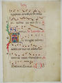 Manuscript Leaf with Initial A, from an Antiphonary, Tempera, ink, and metal leaf on parchment, Italian
