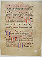 Manuscript Leaf with Initial T, from an Antiphonary, Tempera, ink, and metal leaf on parchment, Italian