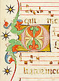 Manuscript Leaf with Initial D, from an Antiphonary, Tempera, ink, and metal leaf on parchment, Italian