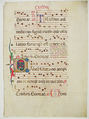 Manuscript Leaf with Initial C, from an Antiphonary, Tempera, ink, and metal leaf on parchment, Italian