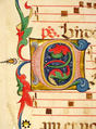 Manuscript Leaf with Initial C, from an Antiphonary, Tempera, ink, and metal leaf on parchment, Italian