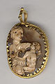 Cameo with the Fasting of Saint Nicholas, Agate with gold frame, South Italian
