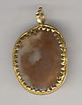 Cameo with the Fasting of Saint Nicholas, Agate with gold frame, South Italian