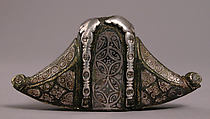 Sword Pommel, Copper alloy inlaid with silver wire and niello on
an iron core, Anglo-Saxon