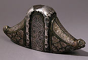 Sword Pommel, Copper alloy inlaid with silver wire and niello on
an iron core, Anglo-Saxon