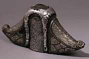 Sword Pommel, Copper alloy inlaid with silver wire and niello on
an iron core, Anglo-Saxon
