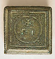Copper-Alloy Balance Weight with Cross in a Circular Border, Copper alloy, Byzantine