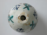 Egg-Shaped Ornament, Frit body with green, yellow, blue and brownish black underglaze painting, Armenian