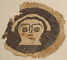 Roundel with Human Face, Linen, Wool (Slip-loop knotted pile), Coptic