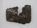 Belt Plate Fragment, Iron, silver and brass inlay, Frankish