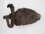 Belt Buckle Fragment, Iron, silver and brass inlay, Frankish