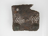 Belt Plate, Iron, silver inlay, bronze nails, Frankish