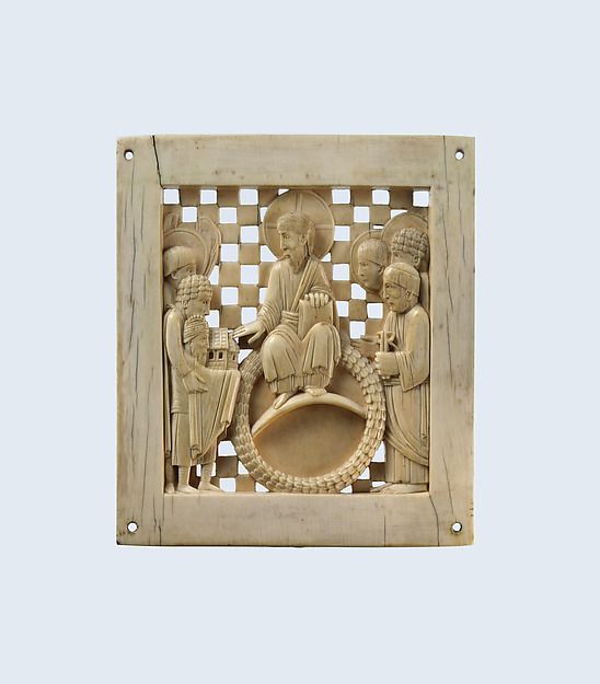 Plaque with Christ Receiving Magdeburg Cathedral from Emperor Otto I by Anonymous