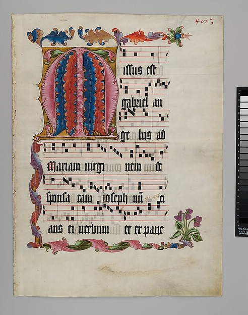 Manuscript Leaf with the Initial M, from an Antiphonary by an unrecorded maker, The Metropolitan Museum of Art
