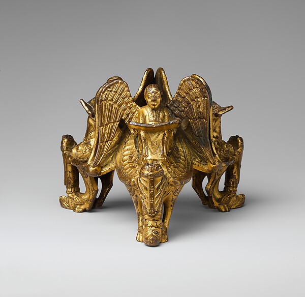 Base of an Altar Cross with Reading Angels Sitting on Dragons and Standing Church Fathers by an unrecorded maker, The Metropolitan Museum of Art