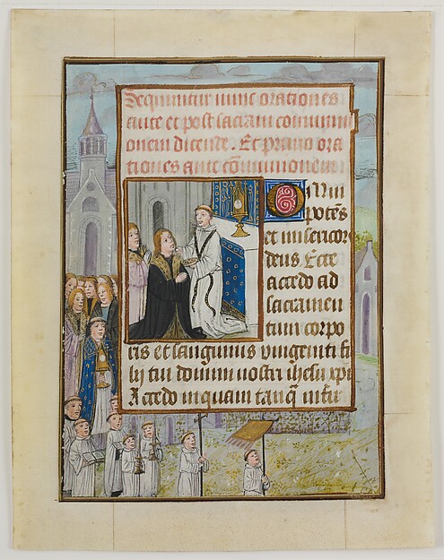 Manuscript Leaf with the Holy Communion, from a Book of Hours by an unrecorded maker, The Metropolitan Museum of Art