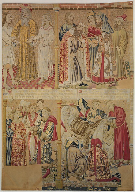 Scenes from the Story of the Seven Sacraments, God the Father Uniting Adam and Eve, and David Being Annoited King at Hebron by Anonymous