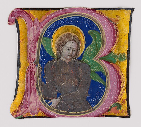 Manuscript Leaf Cutting from a Choir Book with an Illuminated Initial B and the Archangel Michael by an unrecorded maker, The Metropolitan Museum of Art