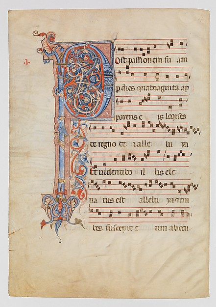 Manuscript Leaf with Foliated Initial P, from an Antiphonary by an unrecorded maker, The Metropolitan Museum of Art