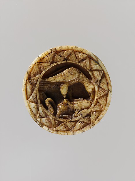 Game Piece with an Eagle Attacking a Hare, ca. 1100–1200