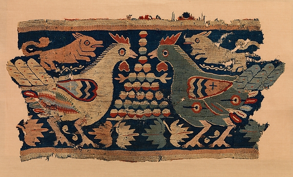 Fragment of Wall Hanging with confronted cocks and running dogs by an unrecorded maker, The Metropolitan Museum of Art